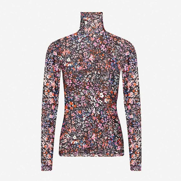 Maje Tops - NWT MAJE Floral-Print Mesh Shirt Size XS